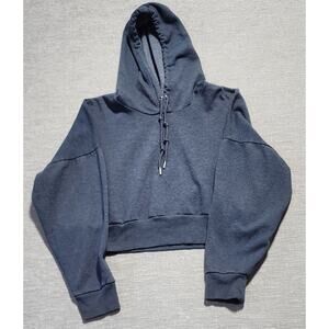 90 Degree Cropped Hoodie Gray Fleece Lined Drawstring Women’s Size XL